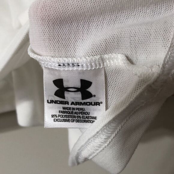 Under Armour Women’s M Medium White and Neon Green Heat Gear SPF 30 Fitted Polo - Picture 4 of 5